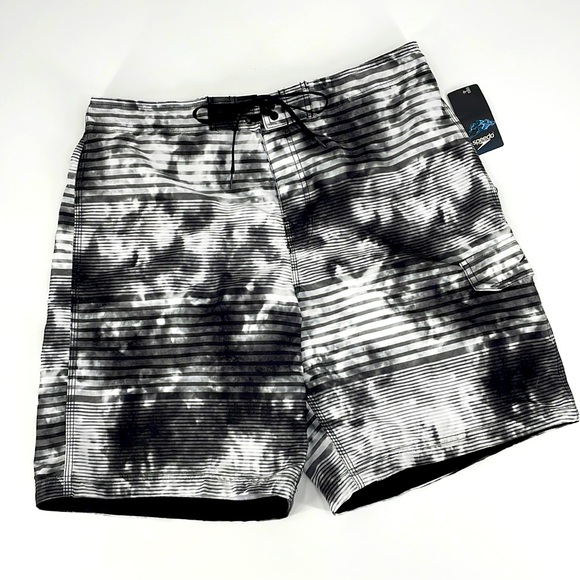 Speedo Boardshorts Swim Trunks Black Gray White Men's XXL